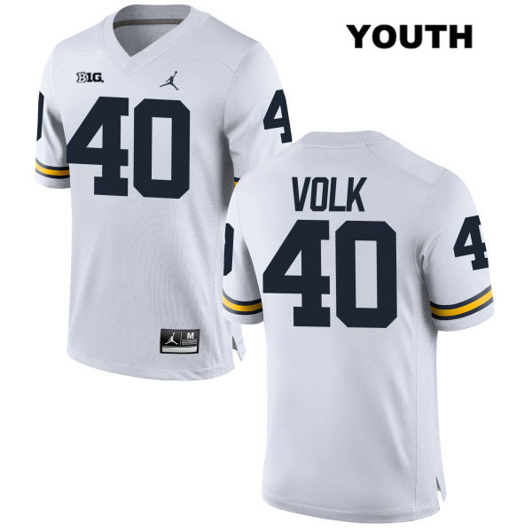 Youth NCAA Michigan Wolverines Nick Volk #40 White Jordan Brand Authentic Stitched Football College Jersey RZ25W34MH